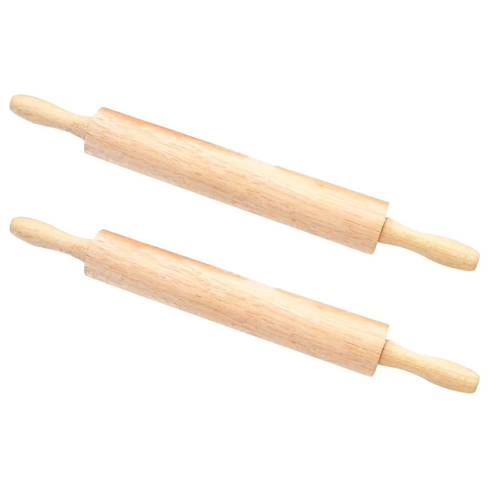 

2 Pcs No Paint and Wax Rolling Pin Natrual Baking Roller Bamboo Safe for Wooden