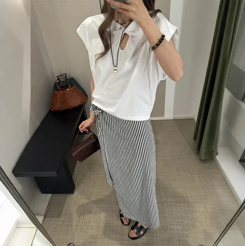 

Повседневная модная футболка с белым узлом и каплей слезы, силуэт Neline, мясо, скрывающая футболка, хлопок, 00% круглый Ne ort Sve