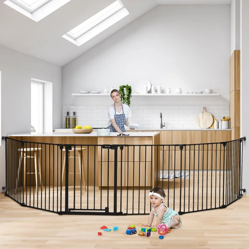 

Extra Wide 150 Baby Gate with Door, Pet-Friendly House Safety Gate for Doorways, Fireplace, and Play Areas, Auto-Closing Baby Fe