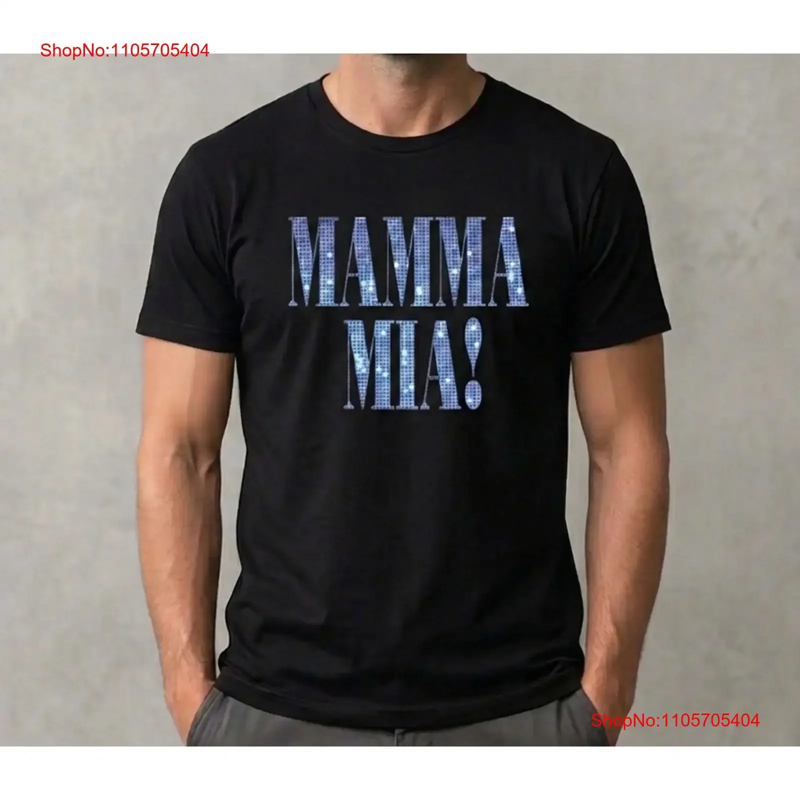 Men's Mamma Mia Disco Print T Shirt Blue Bling Musical long or short sleeves vintage Washed graphic homme Top For Everyday Wear