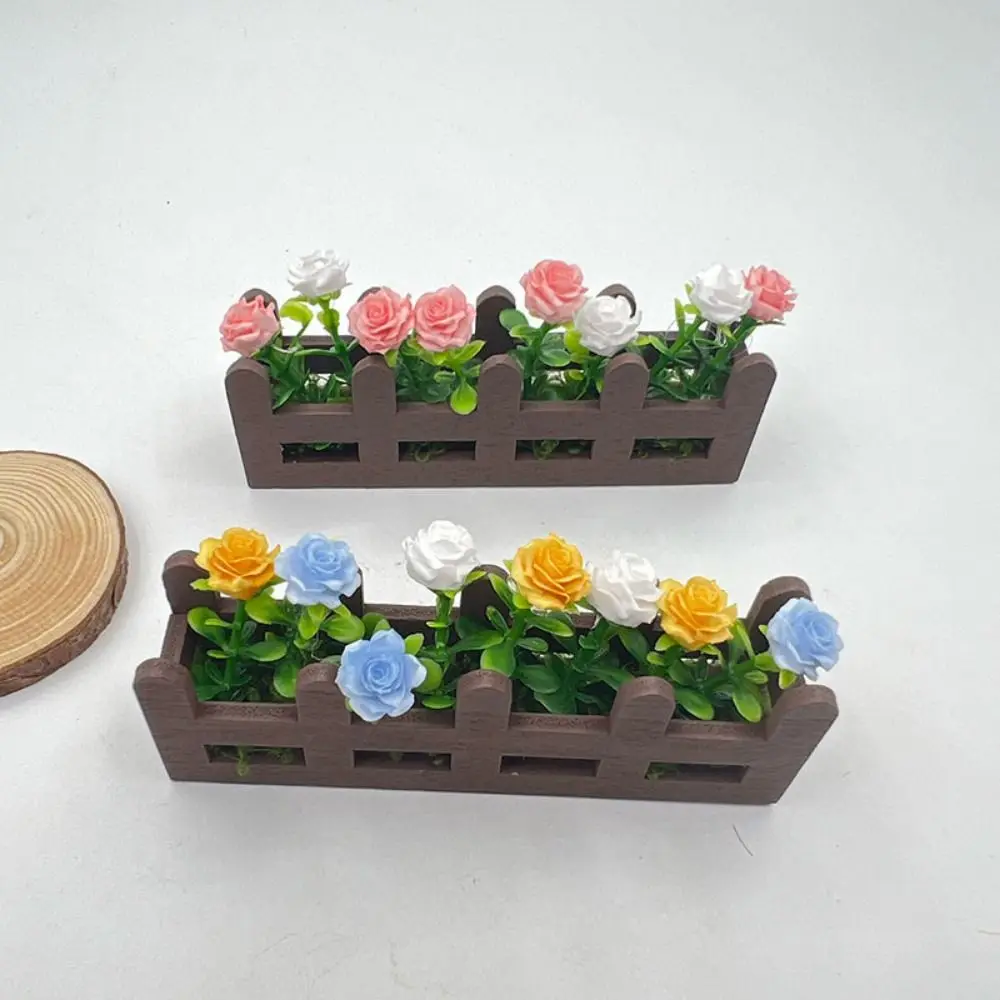 New 1:12 Scale Dollhouse Simulated Rose Flowers 5 Colors Lifelike Garden Lifelike Artificial Flower Flower Fence Decor