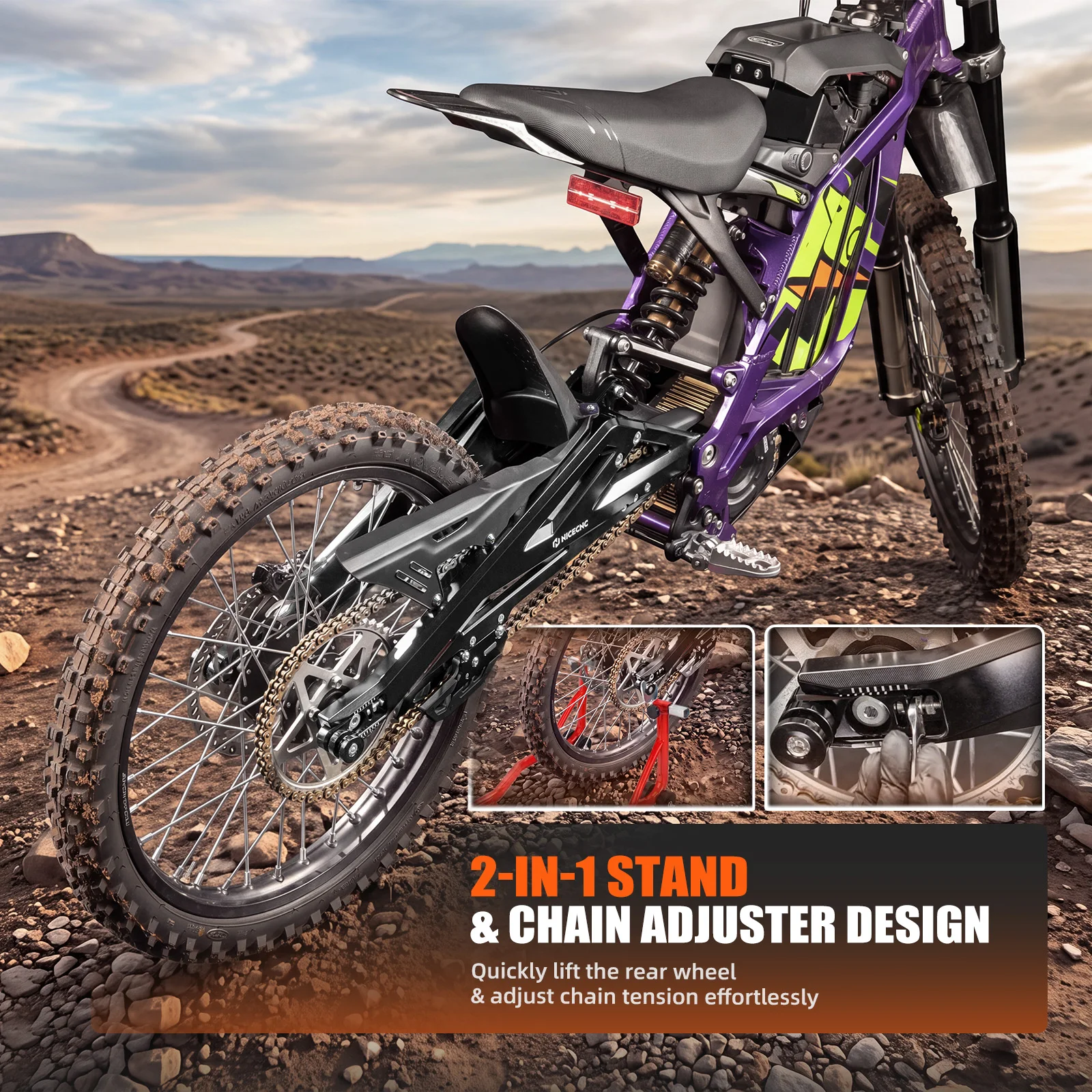 NICECNC For Surron Light Bee X S For Segway X160 X260 Motocross +100mm Extended Rear Swingarm Aluminum Electric Dirt Bike