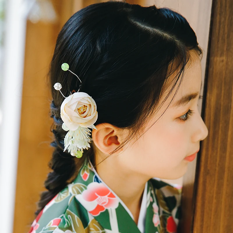 Silk Flower Hair Accessories Kimono Hanfu Head Flower Small Fresh Retro Hair Comb Adult Children Hairpin