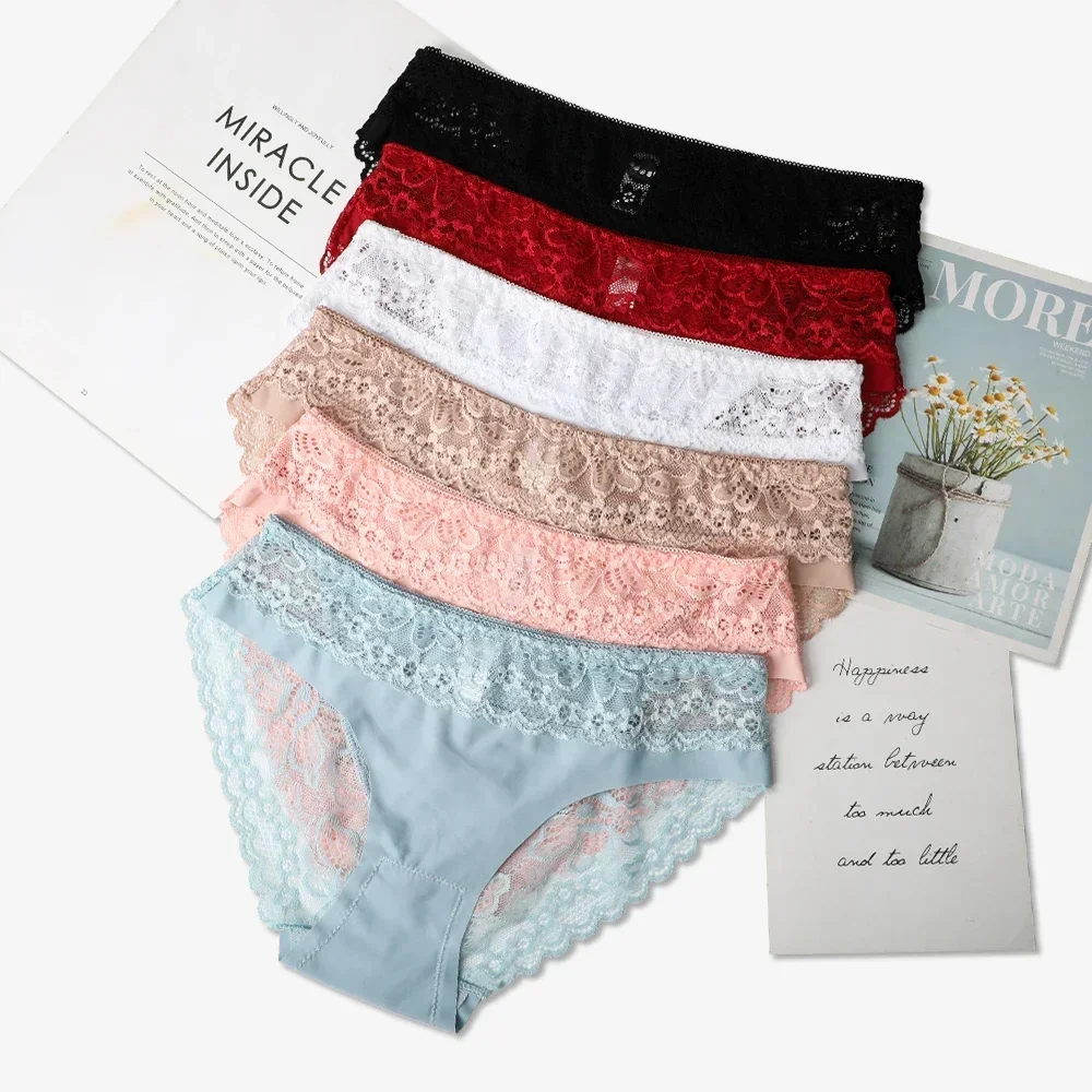 Lace Underwear Panties for Women\'s Panties Set Sexy Intimate Lingerie Lace Nylon Erotic Briefs Transparent Pantie Female