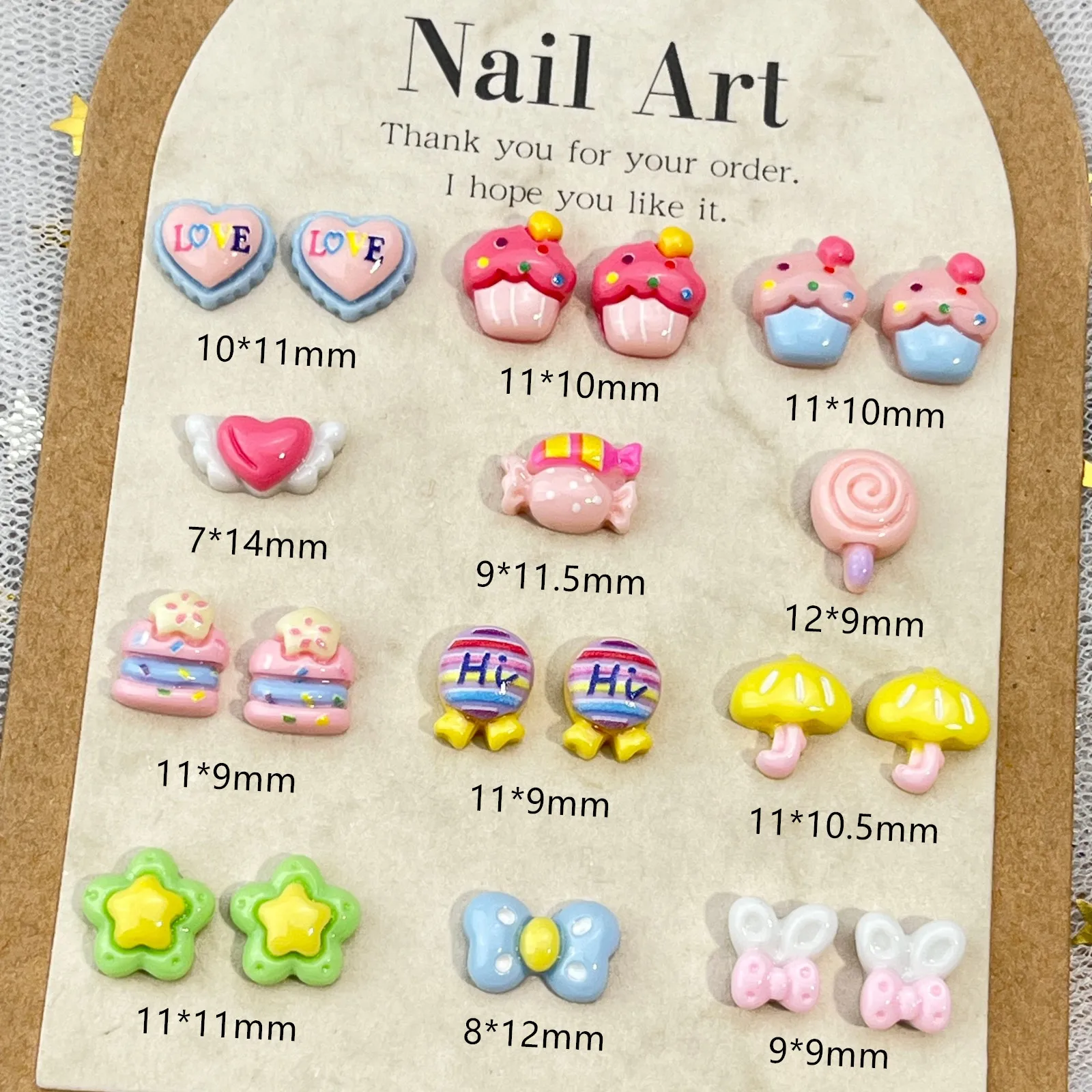 20Pcs Lovely Heart Candy DIY Nail Decorations for a Playful Touch Cake-Inspired Nail Accessories for Fun and Stylish Manicures