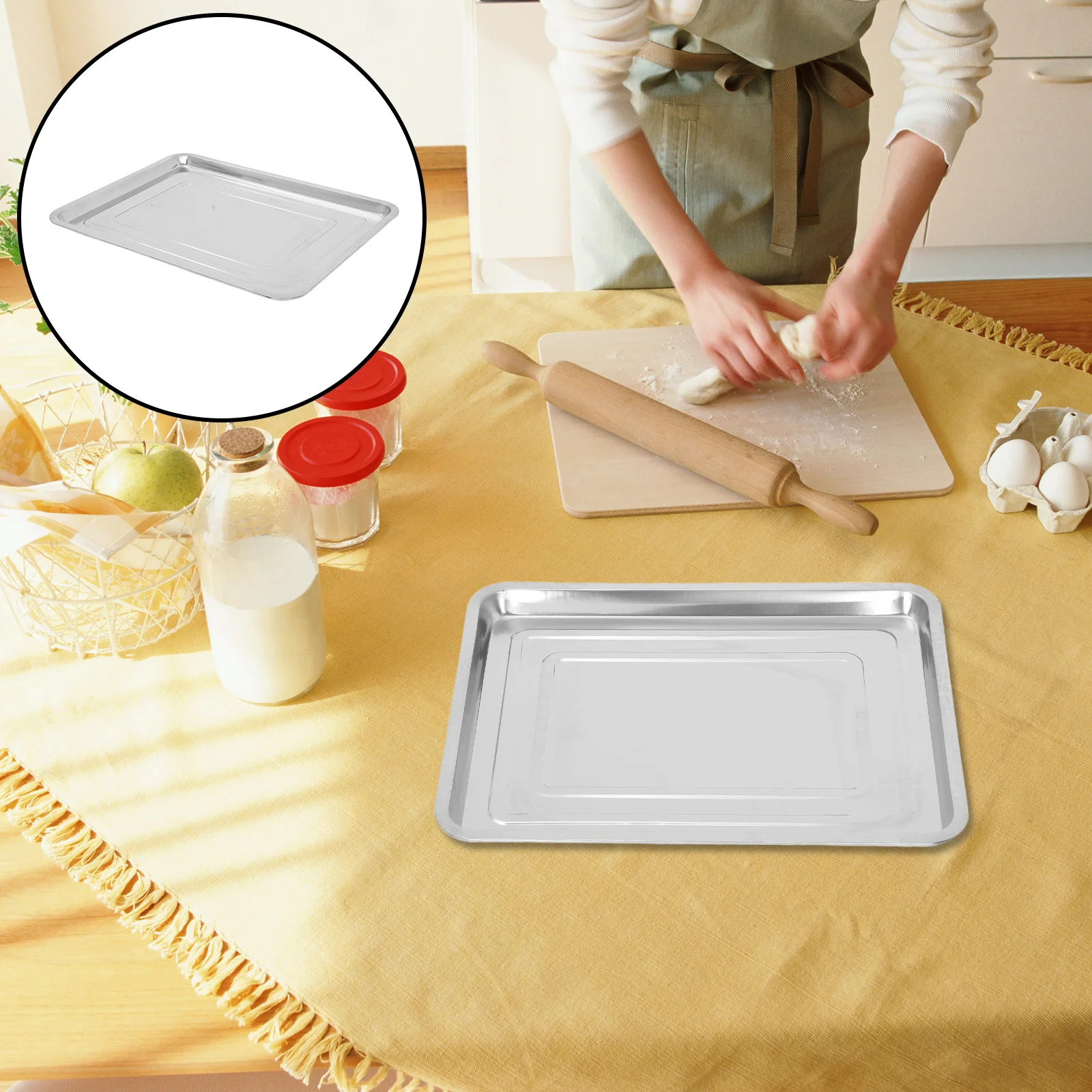 

Stainless Steel Grill Plate 45X35X2Cm Reusable Non Rust Dish Drying Tray Kitchen Bbq Pan Smooth Edge For Oven Grill Use