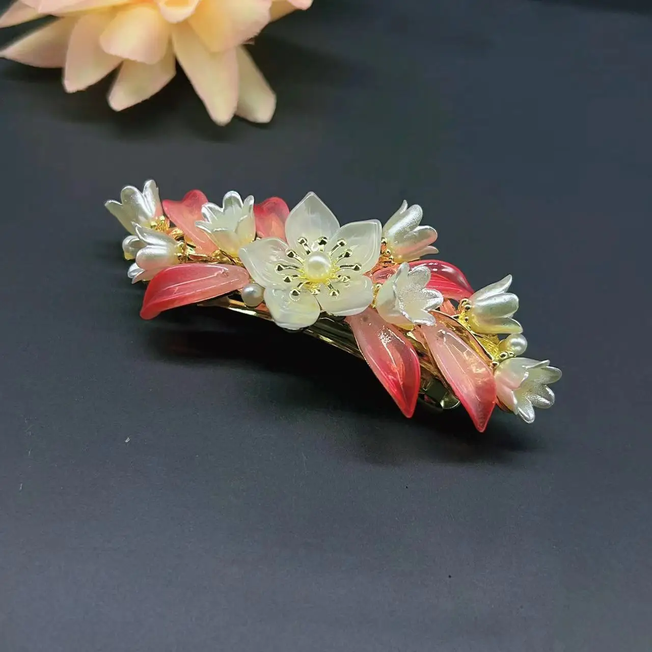 New lily of the valley flower pearl spring hairpin vintage zircon horsetail top clip elegant female fashion hair accessories