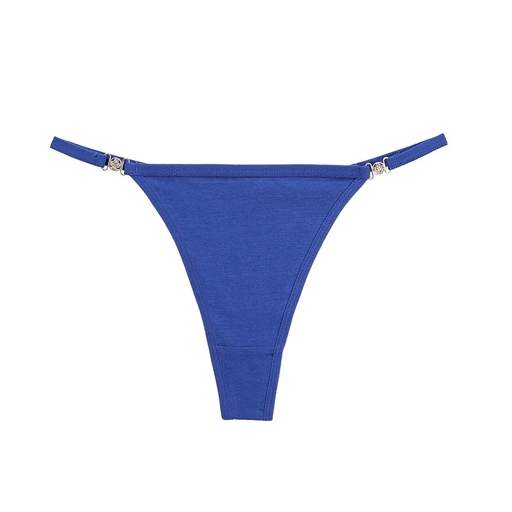 

Breathable Cotton Crotch Rhinestone Thongs Low Waist Traceless Bikini Briefs Solid Color Underpants T-back Panties Underwear