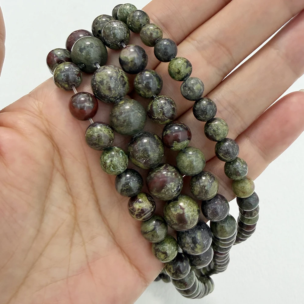 Natural Dragon Bloodstone Stone Round Loose Beads 15