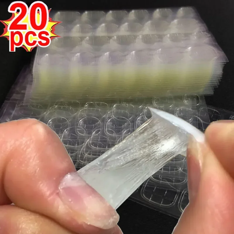 20PCS Jelly Nail Glue Sticker Transparent Strong Adhesive Press-On Nails Tips Glue Sticker Lasting Waterproof DIY Manicure Tools