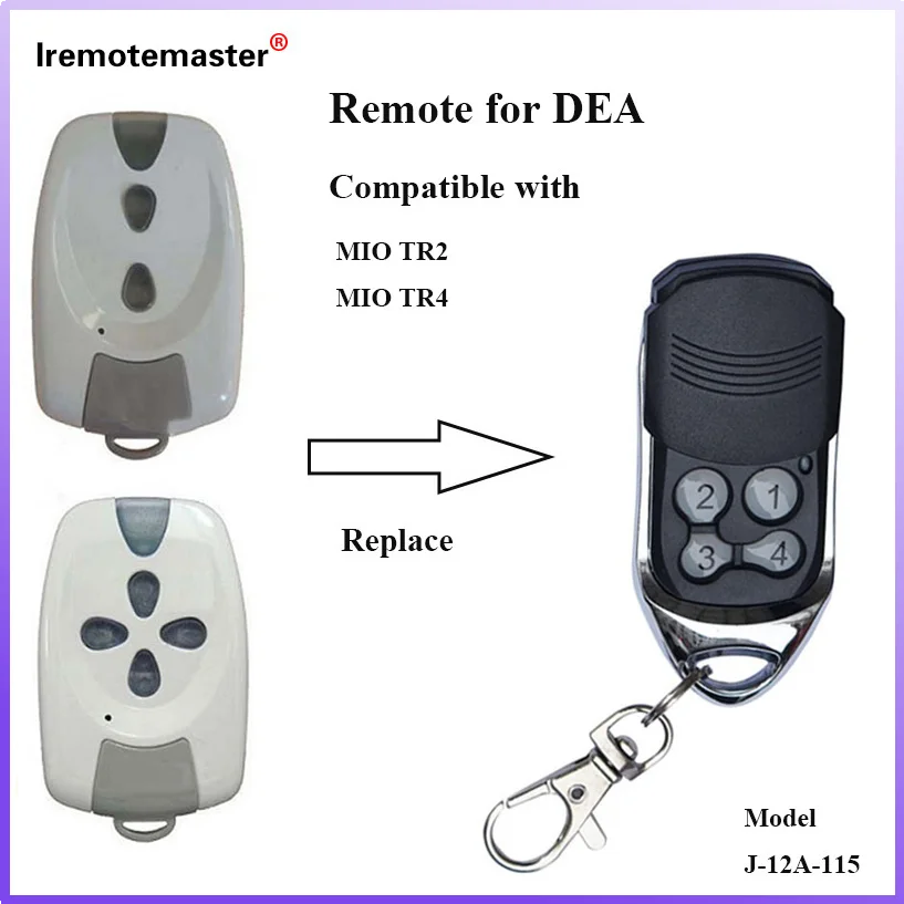 차고 리모컨 롤링 코드 원격 문짝, DEA MIO TR2 TR4 용, 433MHz