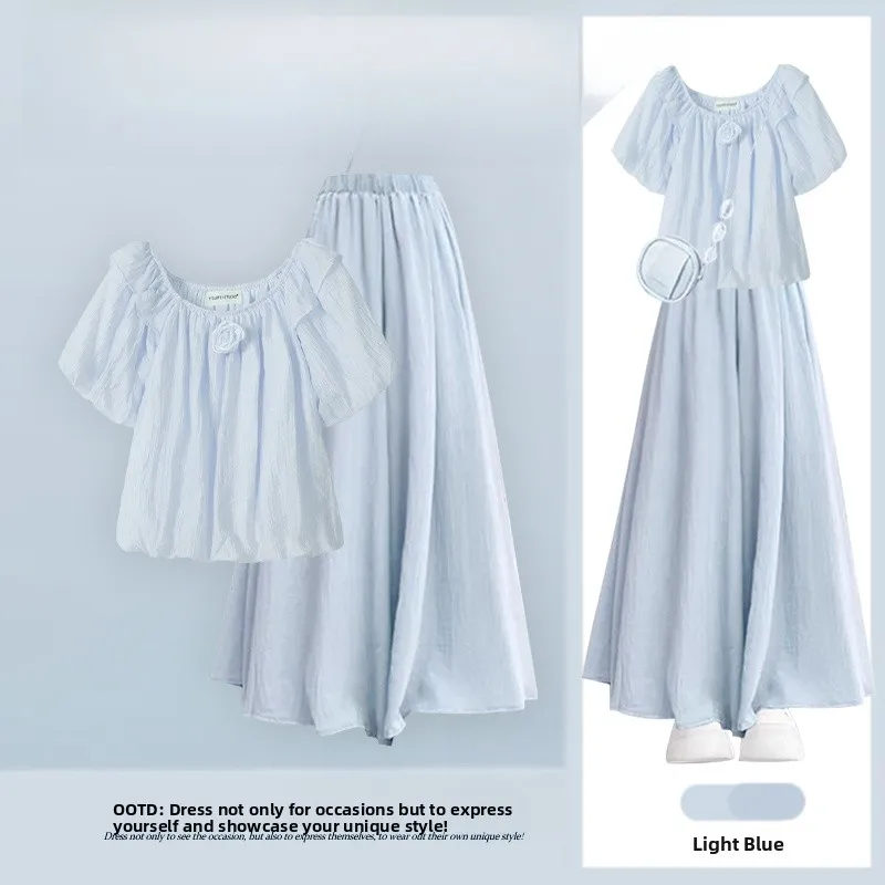 Elegant Summer Short Sleeve Top And High Waist  Skirt Two Piece Set Casual Fashionable Ladies' Ensemble Quality Design