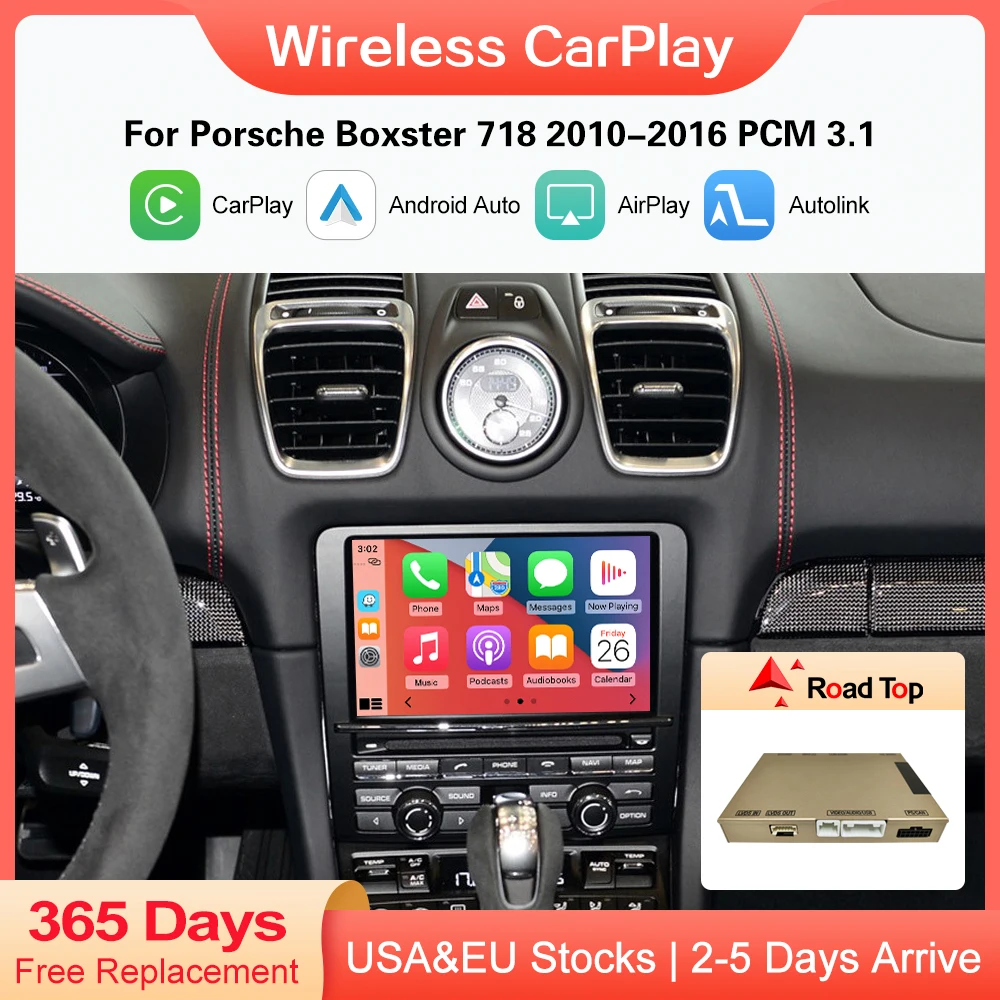 Wireless CarPlay for Boxster 718 2010-2016 With Android Auto Interface Mirror Link AirPlay Car Functions Accessory Interior