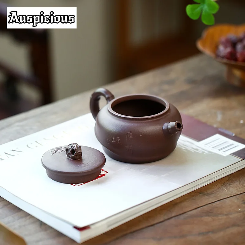 270ml Chinese Yixing Purple Clay Teapots Famous Hand-carved Bamboo Bird Tea Pot Raw Ore Kettle Handmade Zisha Tea Set Teaware