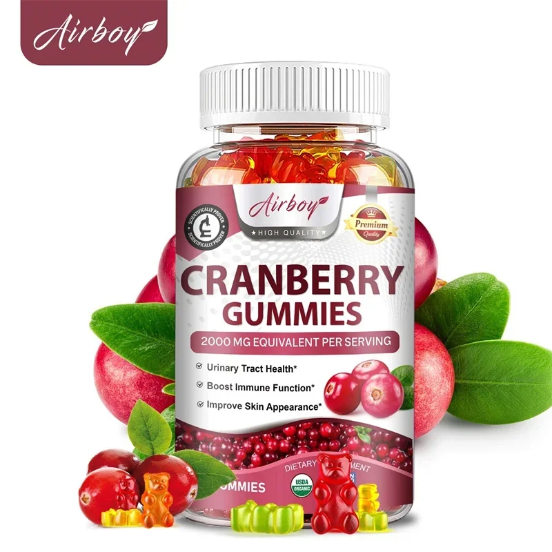 

Cranberry Gummies - Kidney Cleansing, Urinary Tract Support, Bladder Health, Immune Support