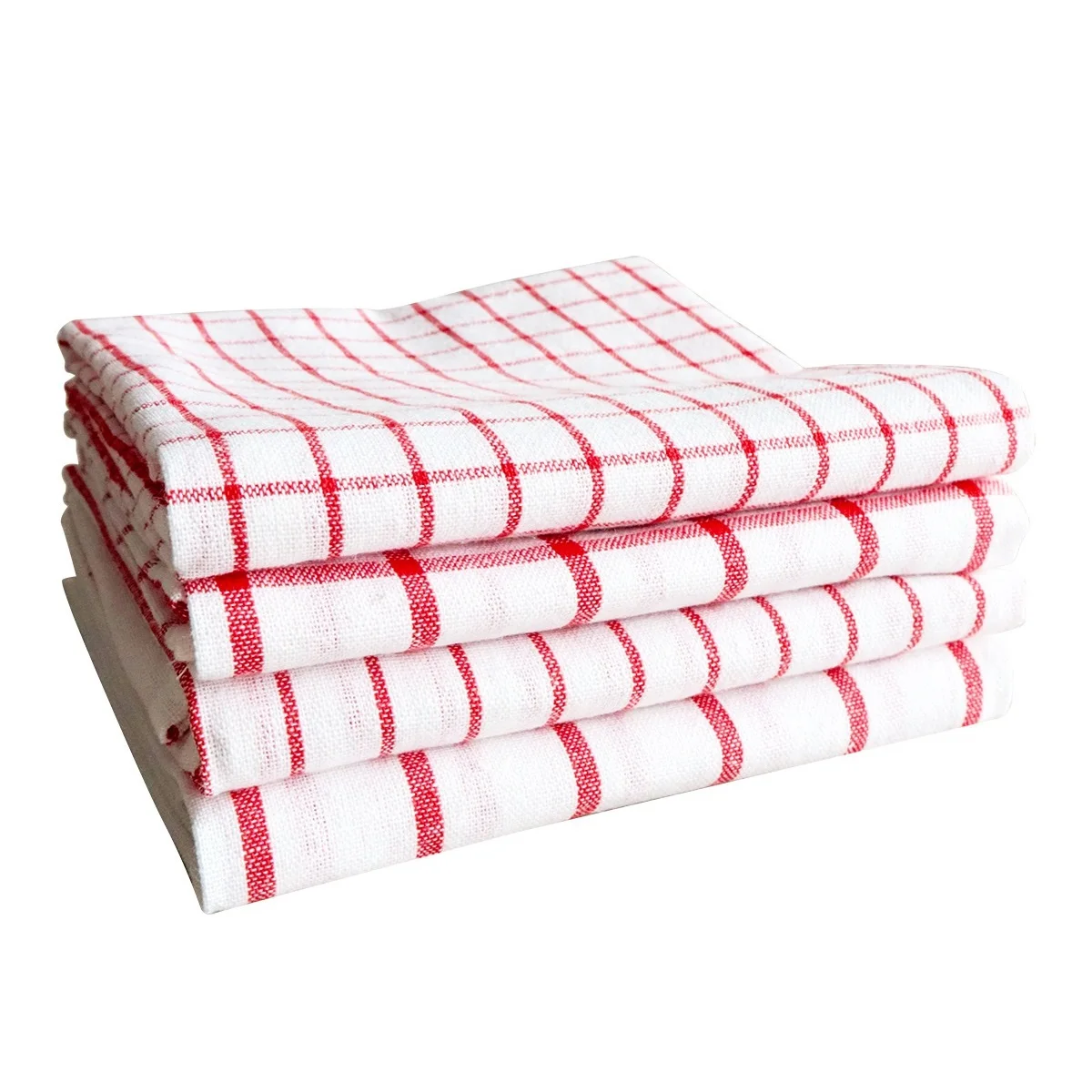 Red Cotton Kitchen Dish Cloth Set 4Pack 20x28Inch Thickened Absorbent Towels Fabric Wipes For Home Kitchen Table Cleaning Tool