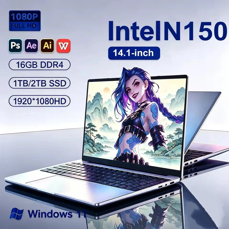 Portable laptops 14.1'' Laptop Computer Intel N150 Office Study Laptop 16GB RAM 1TB/2TB SSD Video Game laptops Windows 11 0 sold
