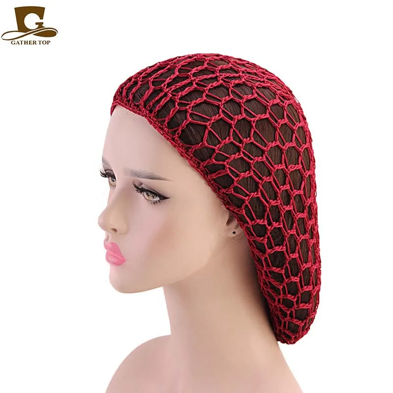 Women Hair Snood Wide Band Mesh Snood Hair Lady Turban Hair Accessories Women Soft Rayon Crochet Hairnet Oversize Knit Hat Cap