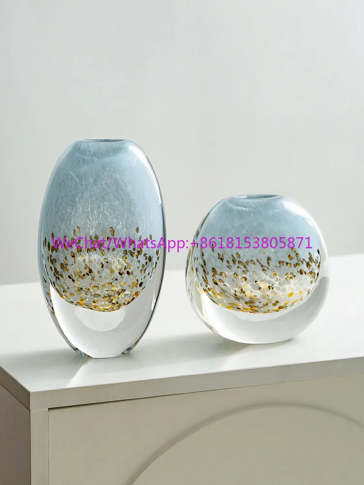 Light luxury modern colored glass vase high-end hydroponic flower arrangement art flower ware living room