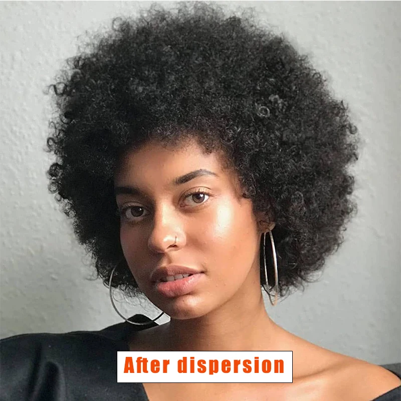 Pelucas sintéticas cortas Afro rizadas con flequillo para mujeres negras, Color Natural marrón, fibra de 12 pulgadas, calor, uso diario para fiestas