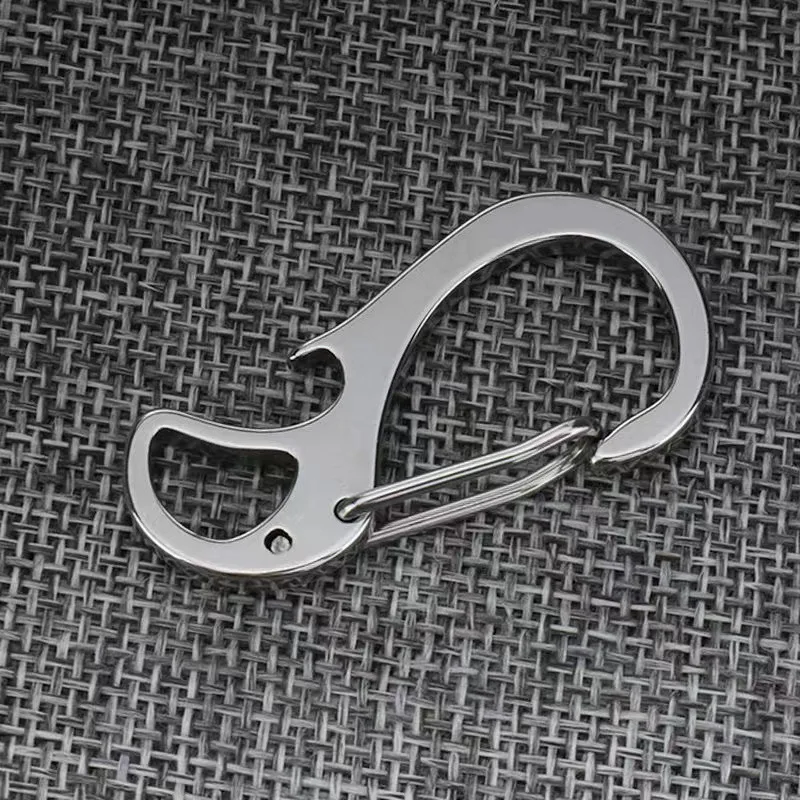 2 Stück 304 Edelstahl Mini-Karabiner Flaschenöffner Gürtelschnalle Schlüsselanhänger Rucksack Camping Wandern Zubehör