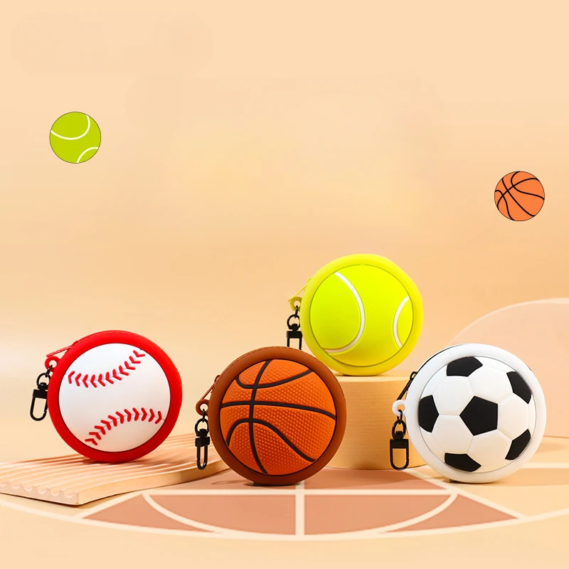 For Apple Airpods Pro 2  for Airpods4 3 1 CoversStorage Bag Basketball Football Silicone Coin Purse Casual Headphone Bag Pendant