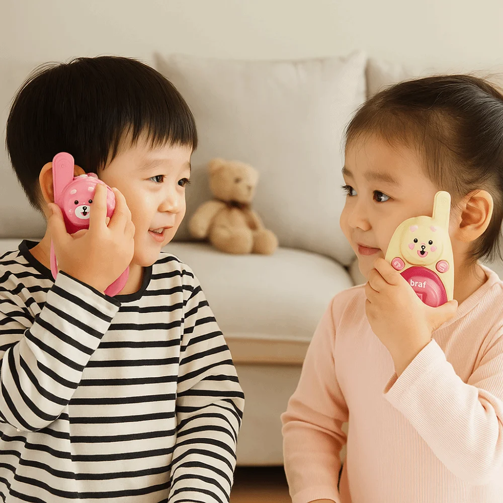 

1 Pair Lovely Bear Walkie Talkies Long Range One Click Call Wireless Communication Wearable Lanyard