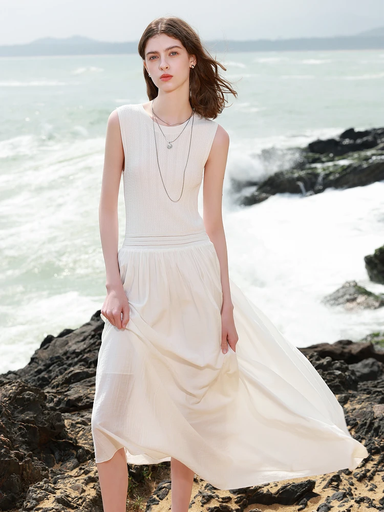 

Новый летний круглый жилет Ne Svel Dr, юбка трапециевидной формы с завязкой на талии, широкие леггинсы, длинные женские платья в стиле ретро со средней талией