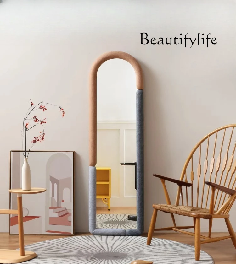 Cloud shadow full-body mirror Nordic home bedroom living room floor-to-ceiling dressing mirror fitting mirror