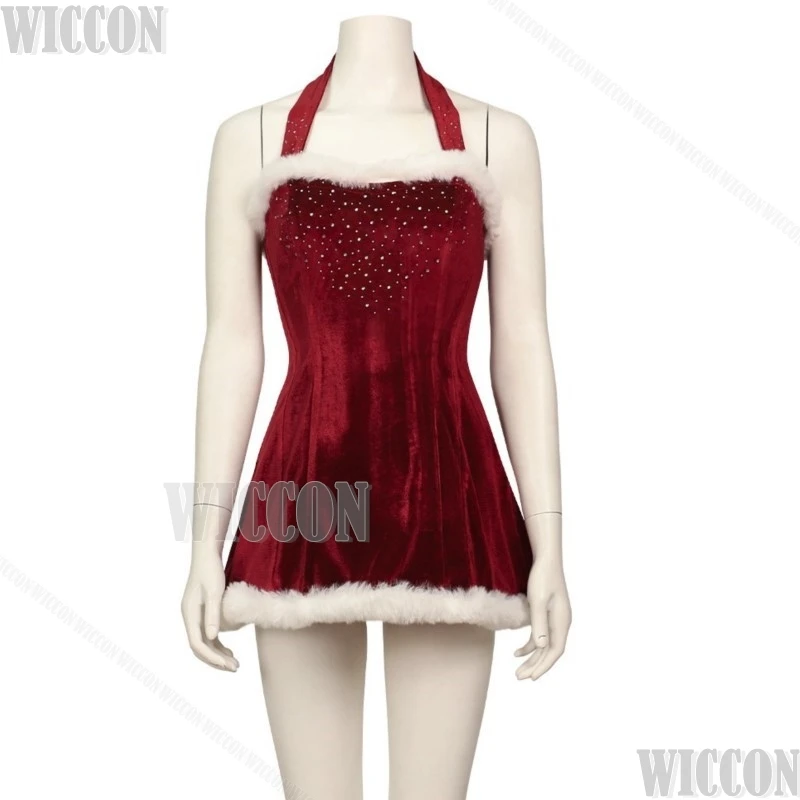 Love Movie Actually Sarah Natalie Cosplay Santa Dress Red Velvet Clothing Halloween Christmas Women Sexy Style Cape Customized