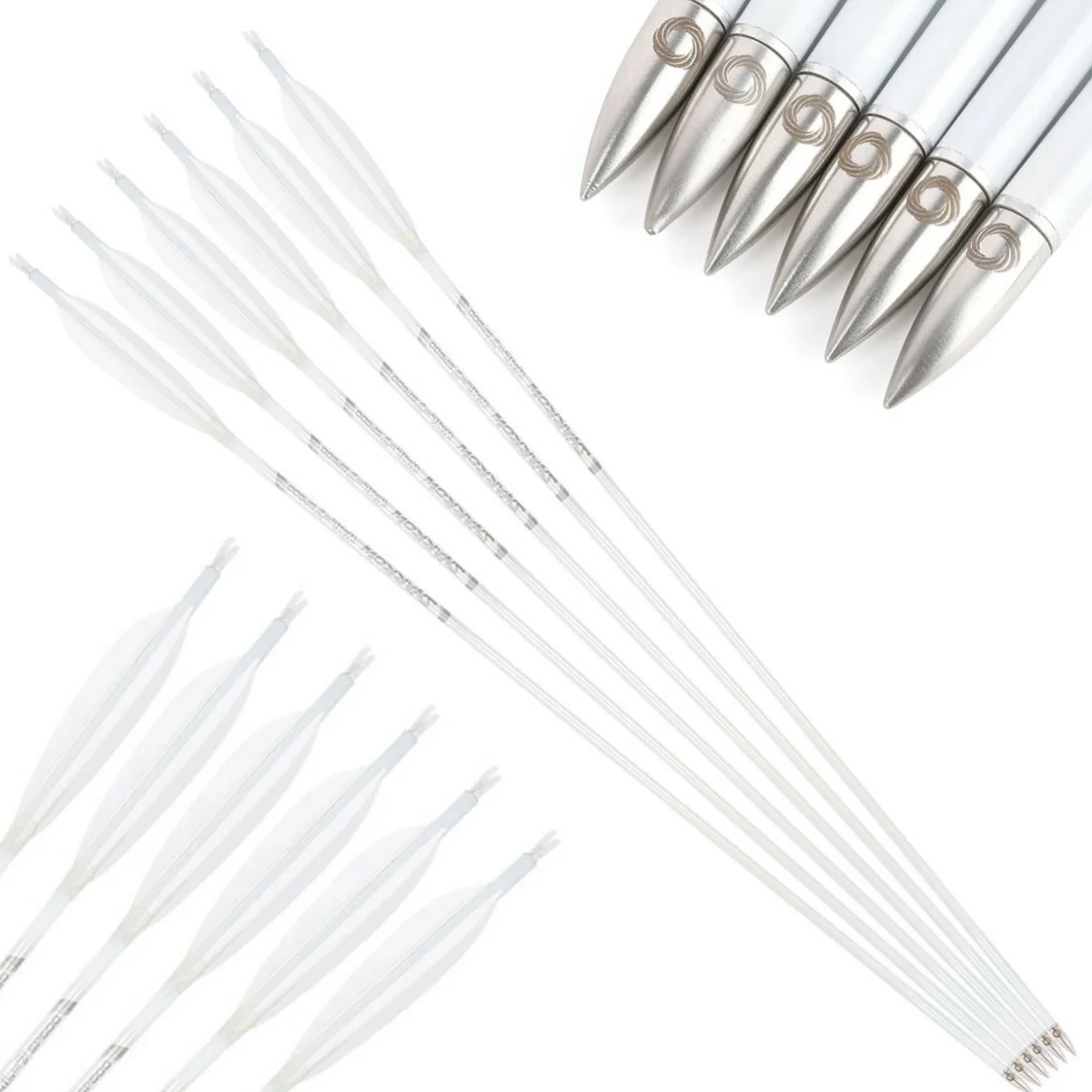 

33.7" Pure Carbon Arrow 5inch Feather ID 6.2 mm Arrows Shaft SP 400/500/600/700/800 Bow Archery Hunting Shooting Target 6/12pcs