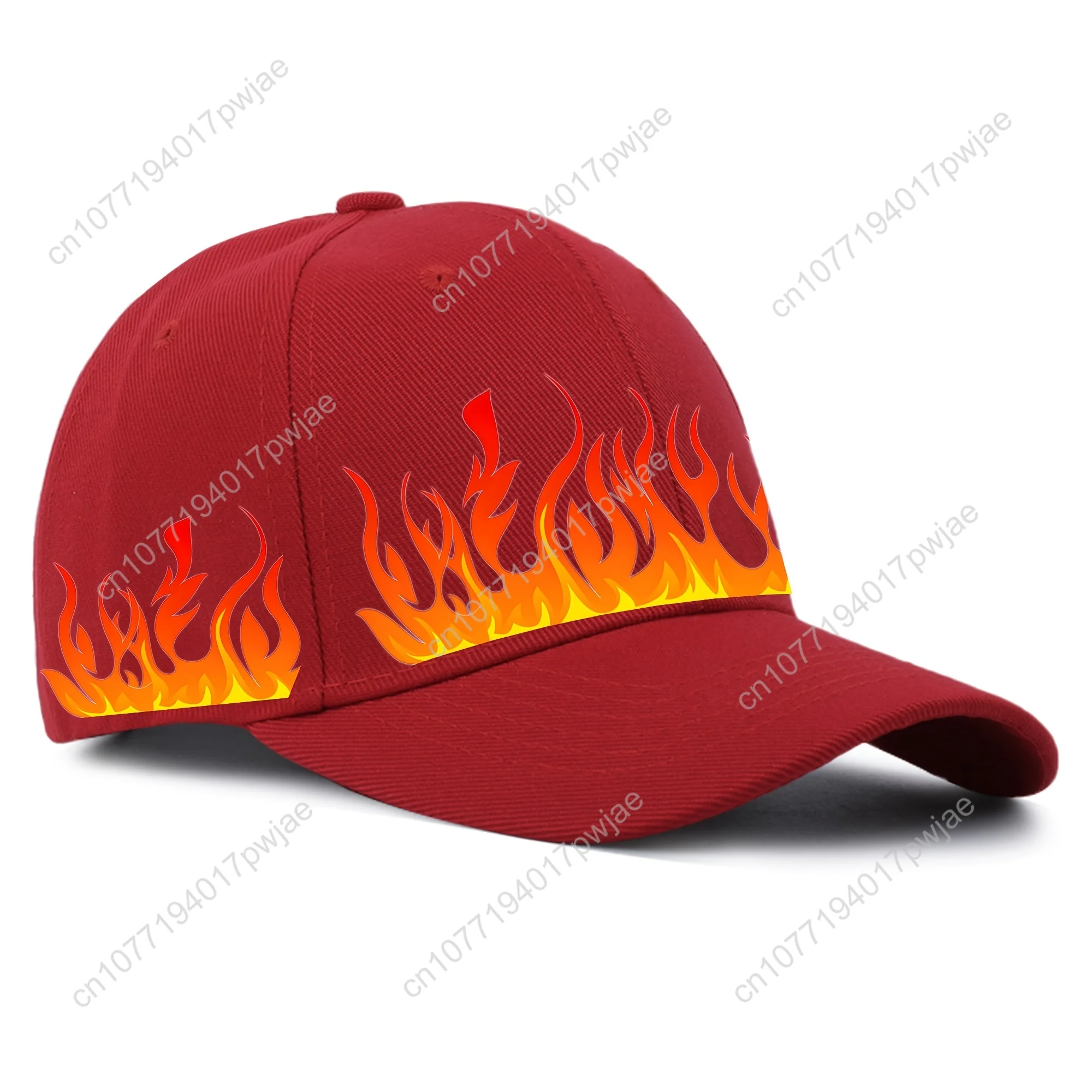 1pc baseballpet met vlammenafdruk, 100% polyester, koel en knap, verstelbare zonbeschermingshoed, ademende vochtafvoerende eend