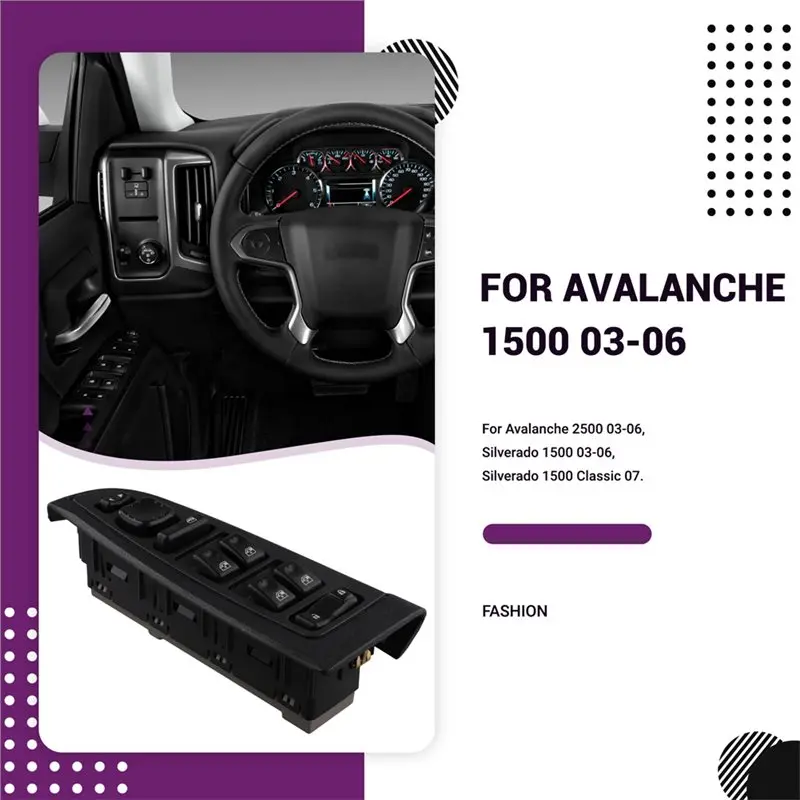 For Chevy GMC Cadillac Model Driver Side Master Power Window Switch 15883323 Fits 2003-2007 Escalade, Avalanche, Silverado-L94A