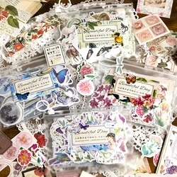 Journamm 200pcs/pack Decor Stickers Materials Paper Combo Kit Collage Junk Journal DIY Scrapbooking Supplies Art Flower Stickers