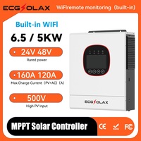 ECGSOLAX 6.5KW 5KW Hybrid Solar Inverter Pure Sine Wave 24V 48V 230V Off Grid Inverter 160A 120A Mppt Solar Controller With WIFI