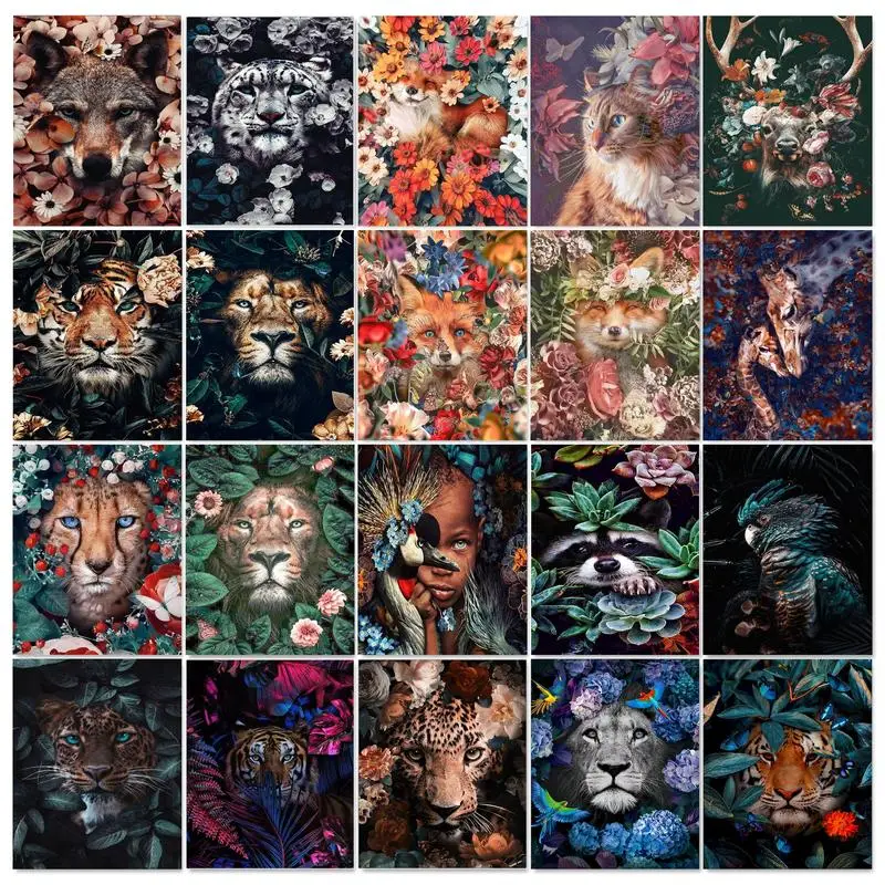 

GATYZTORY DIY Painting By Numbers Lion 60x75cm Oil Paint By Numbers For Adult Child Animals Frame Canvas Painting Unique Gift