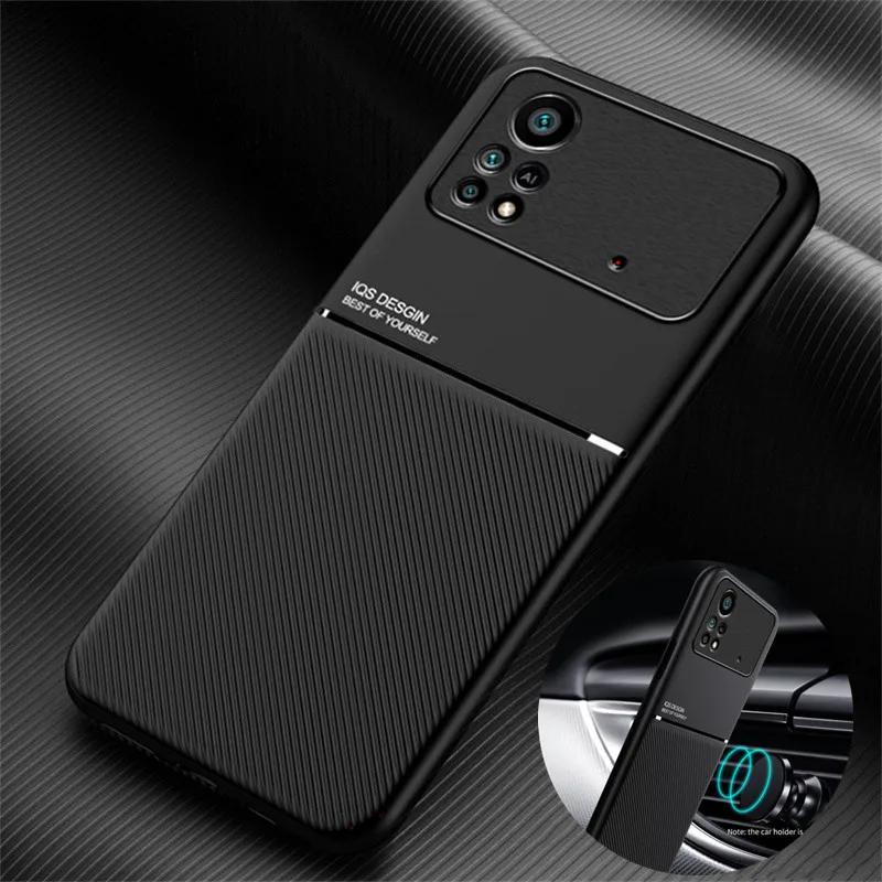 For Xiaomi Poco X4 Pro 5G Case Car Magnetic Holder Soft Leather Back Cover For PocoPhone X4Pro PocoX4 Pro Poko X 4 Pro Cases