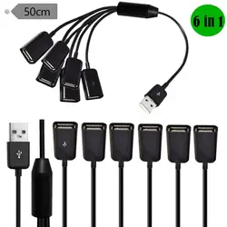 USB Charging Cable 2.0 Data Cable Car/Car/Power Connection Cable Computer USB Cable 1-Point 6-Wire USB 2.0 AM/6 * AF 0.5M