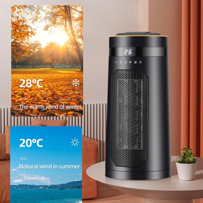 Space Heater 1500W PTC Fast Heating With Humidifier 3D Fire Ambient Light Remote Control 12H Timer Electric Indoor Heater