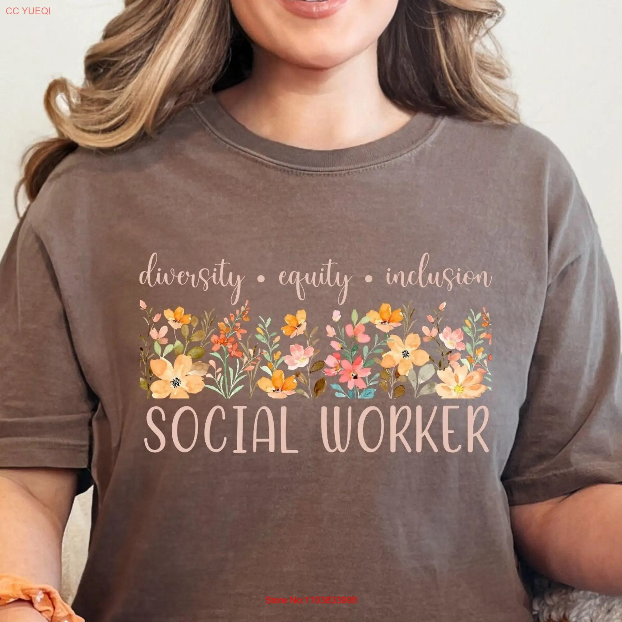 Social Worker T Shirt Comfort Colors School Counselor Wildflower MSW long or short sleeves