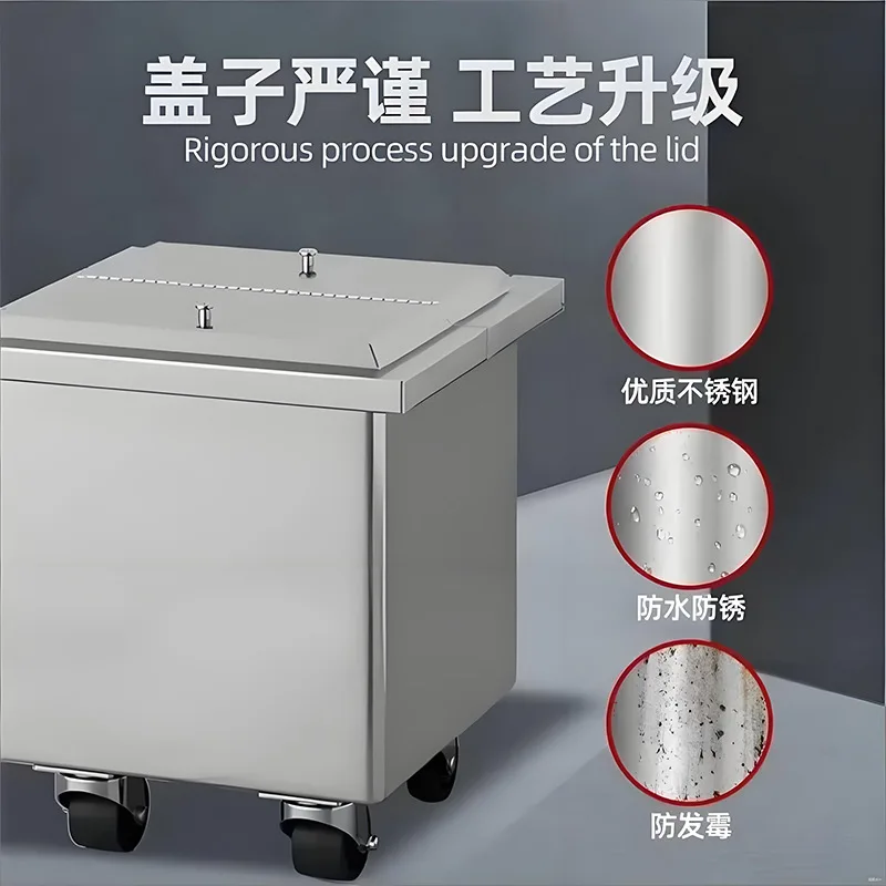 Factory Direct 2026 stainless steel flour truck, commercial restaurant canteen covered rice tank ingredient storage truck