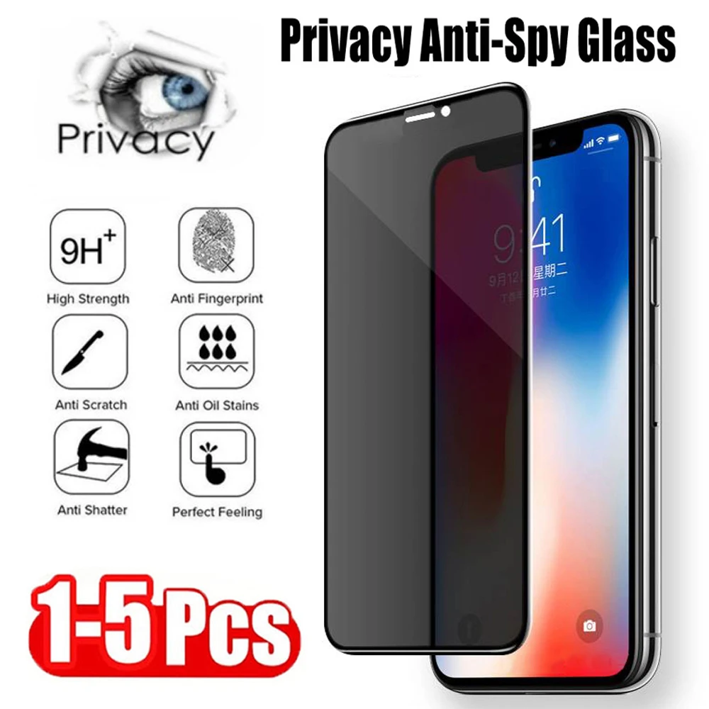 

1-5PCS Tempered Glass Anti-spy Privacy Screen Protector For iPhone 15 13 16 17 11 14 12 Pro Max Air 6 7 8 Plus X XR XS Max SE