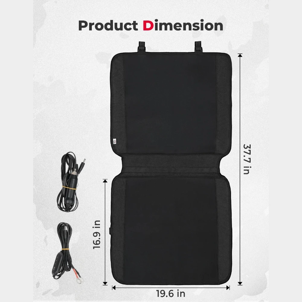 KEMIMOTO Tragbares 12 V beheiztes Sitzkissenpolster mit 3 Wärmestufen, universeller Stuhlbezug für UTV, ATV, Outdoor, Jagd, Camping