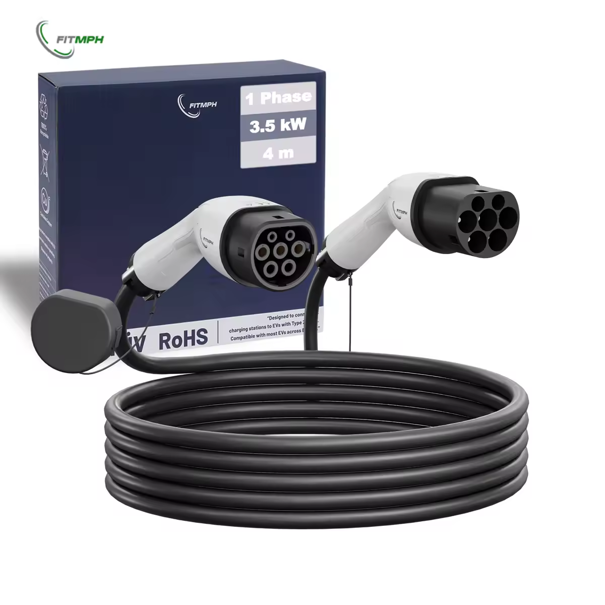 FITMPH Type 2 to Type 2 EV Cable, 3.5kW 16A 1 Phase 4metre, Mode 3 IEC62196-2 EV Charging Cable for EV & PHEV