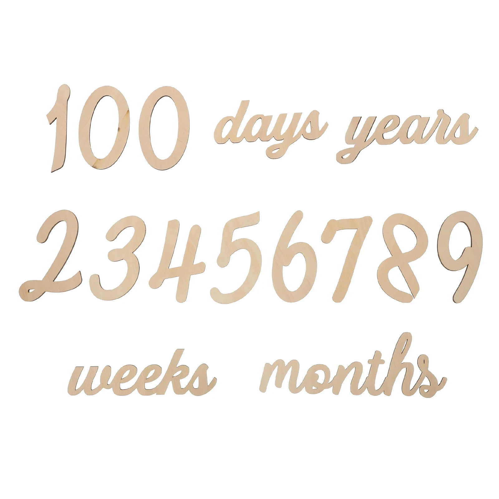 1Set Birthday Party Wall Decor - Wooden Numbers Cards for Shower Celebration Monthly Commemorative Room