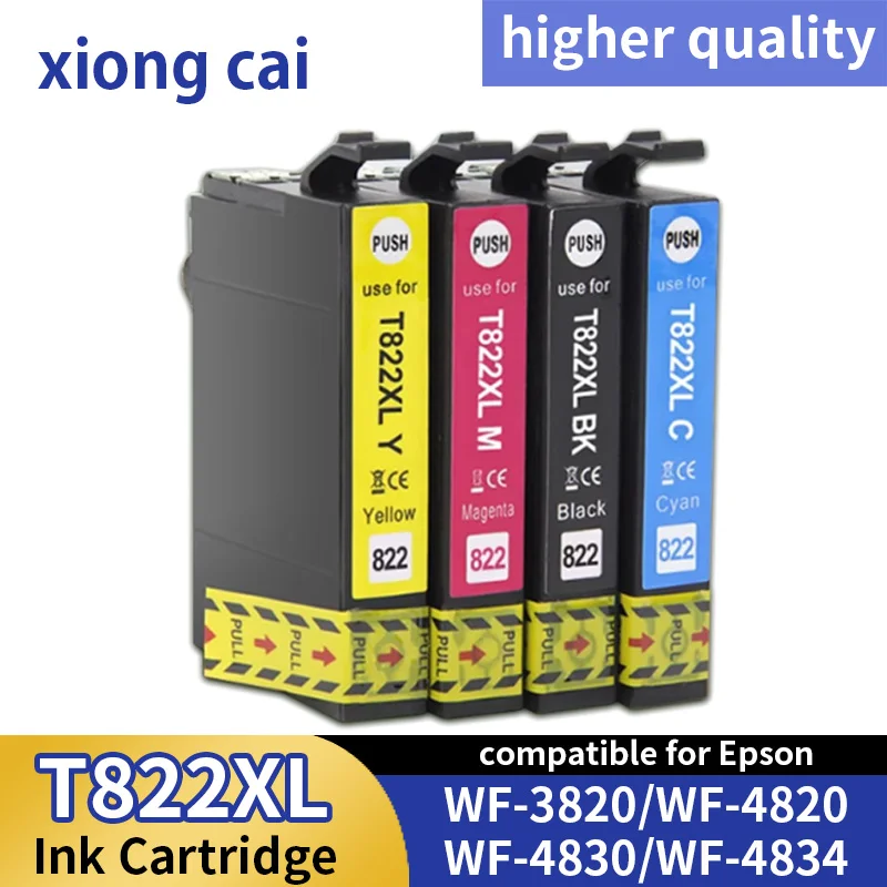 NEW 822XL T822 T822XL120-S Compatible Ink Cartridge for Epson WorkForce Pro WF-3820/WF-4820/WF-4830/WF-4834 Color inkjet Printer