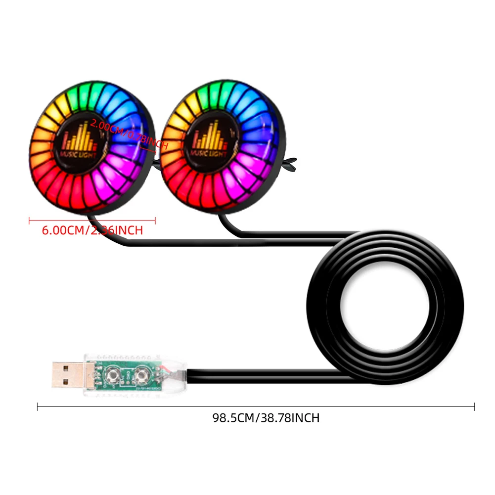 الإضاءة المحيطة التحكم الصوتي LED ضوء ديكور السيارة الداخلي المدمج في بطارية USB إمدادات الطاقة 24 وضع الإضاءة الديناميكية