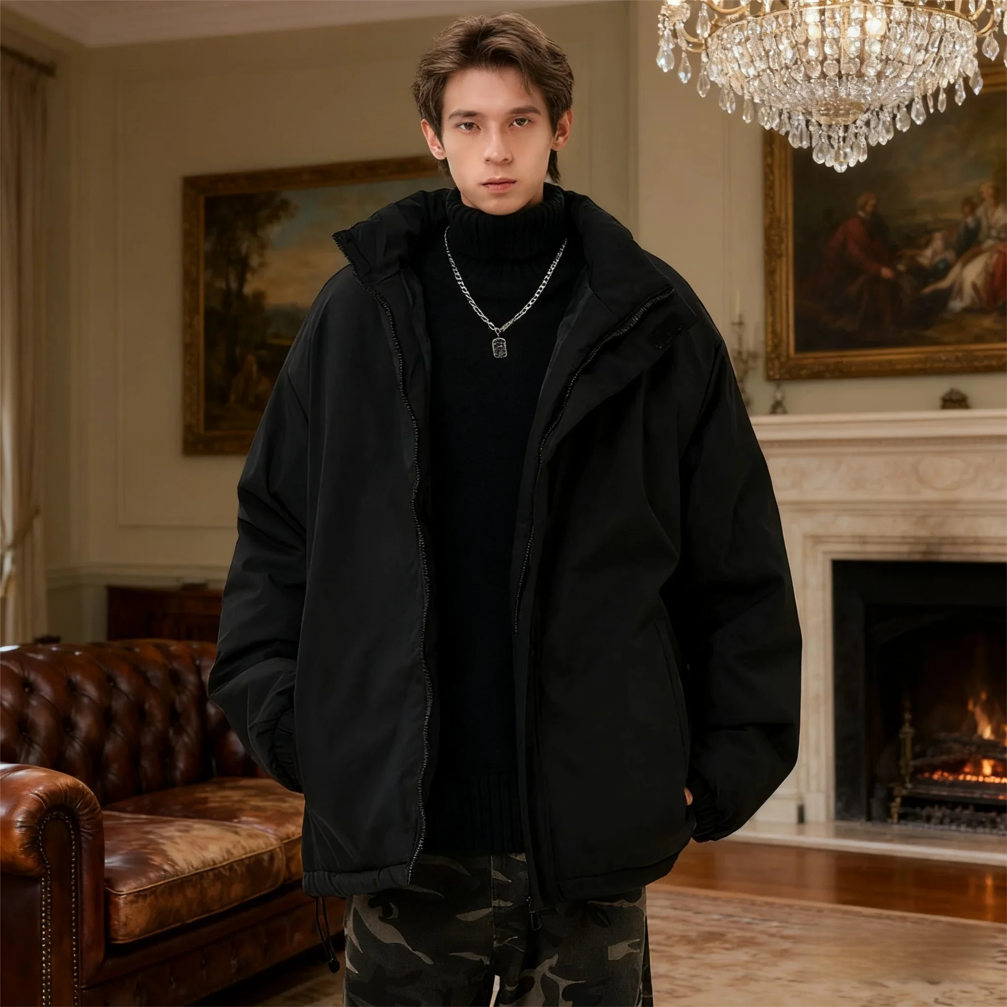 

Men's Big & Tall Baseball Jacket - Relaxed Fit Quilted Cotton Coat with Zip Front, Regular Length for Outdoor Casual Wear