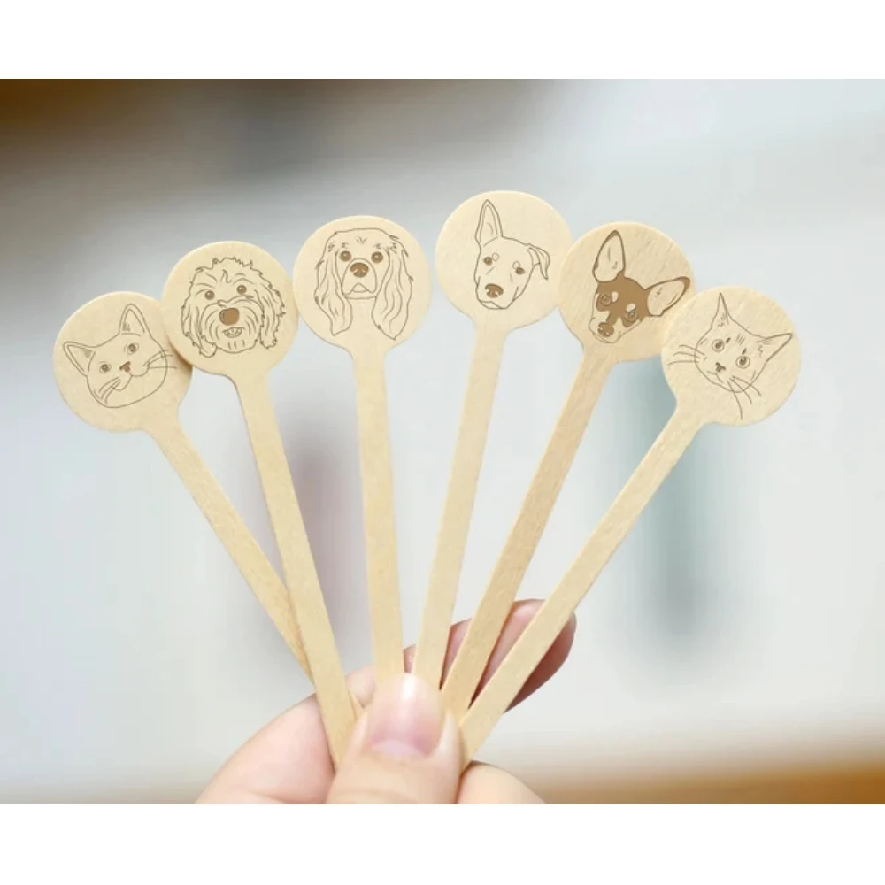 Set of 50 Signature Dog Drink Stir Stick, Engraved Cocktail Sticks,Custom Pet Wedding Drink Sticks, Send YOUR Dog’s Image