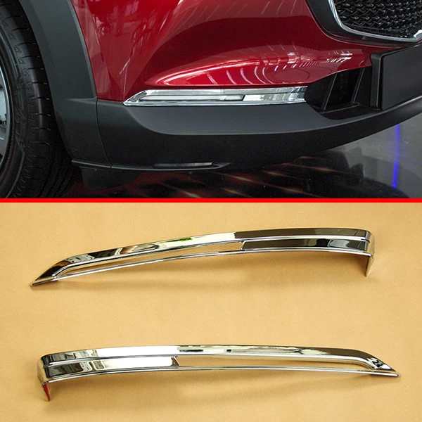 Für Mazda CX30 CX-30 2020-2025 Chrom Auto Front Stoßstange Nebel Lichter Abdeckung Borte 2021 2022 2023 2024